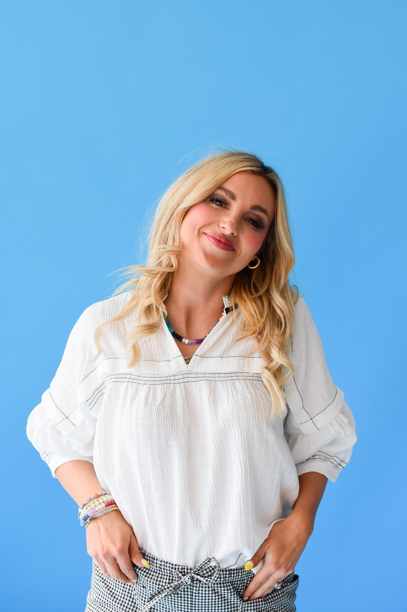 Ramona Textured Top in Off White