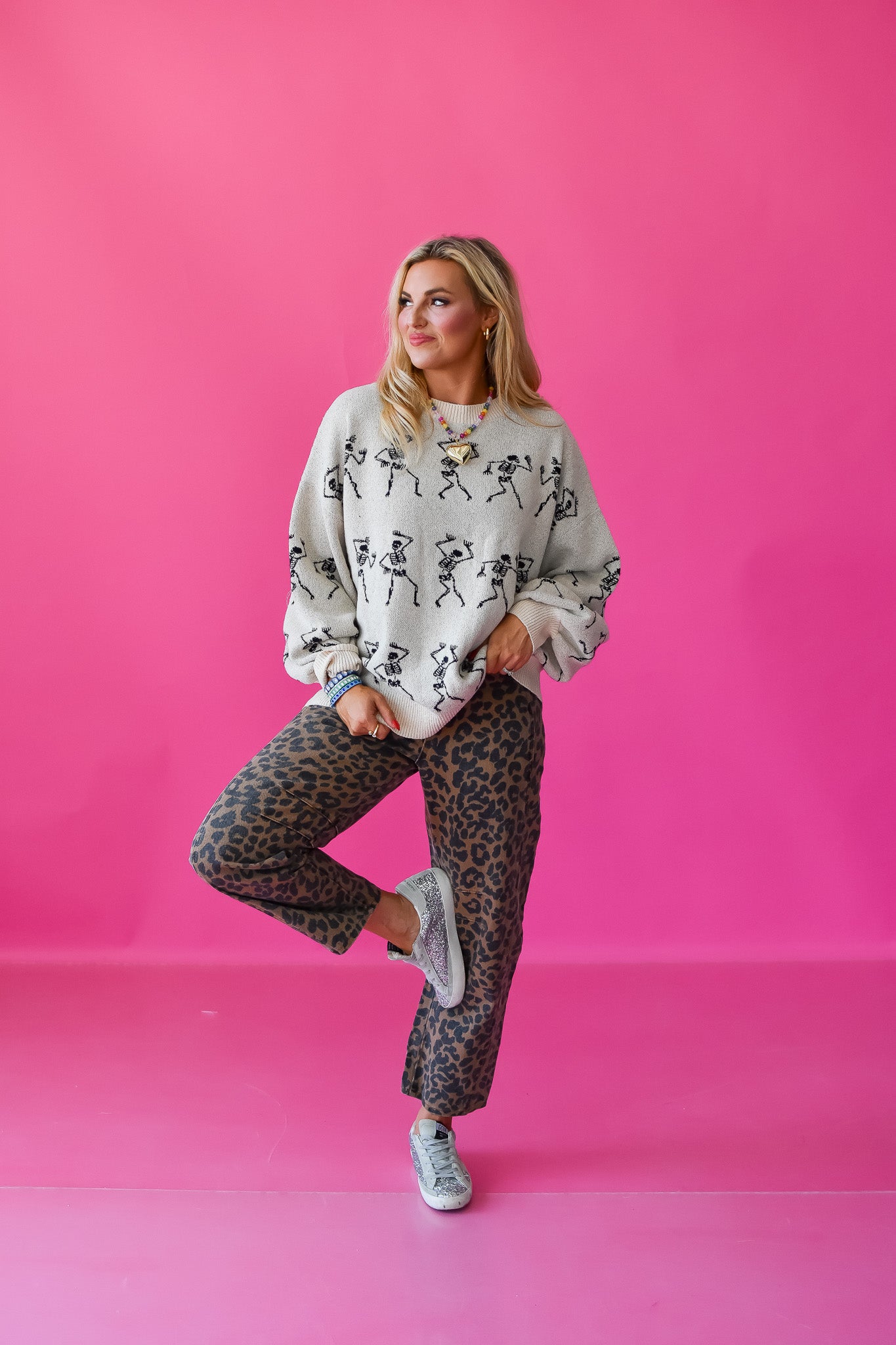 Kortney Leopard Barrel Jeans