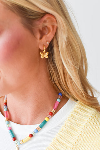 Huggie Charm Earrings - Faye Butterfly Gold