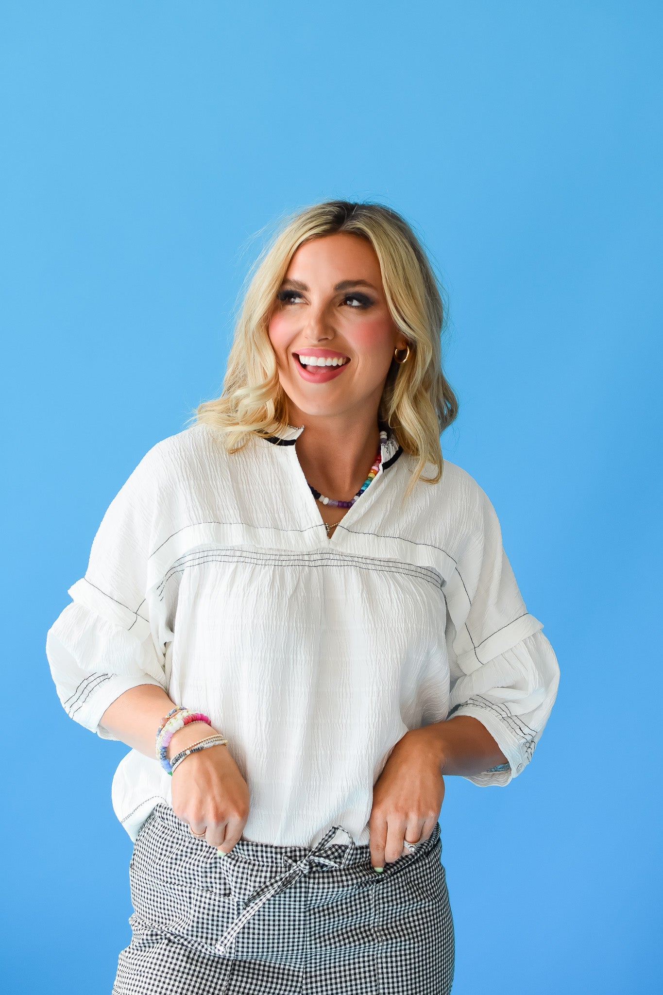 Ramona Textured Top in Off White