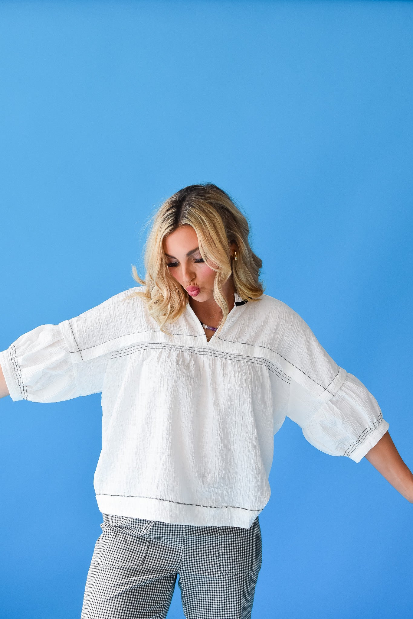 Ramona Textured Top in Off White
