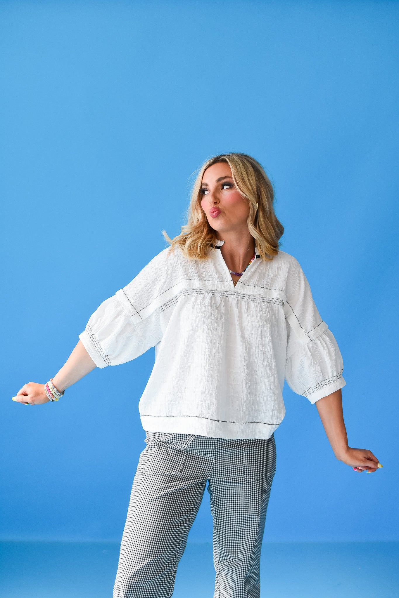 Ramona Textured Top in Off White