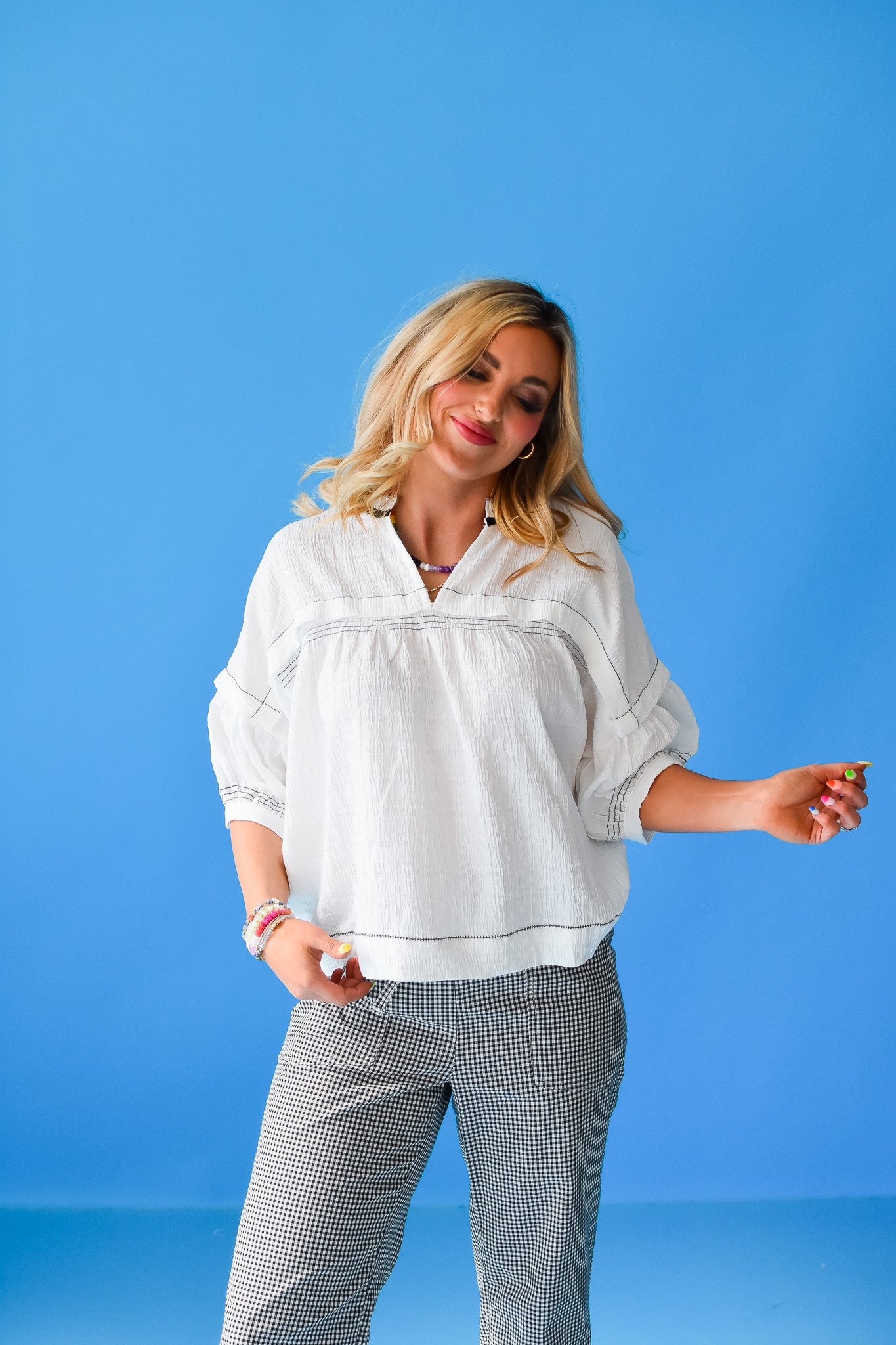 Ramona Textured Top in Off White