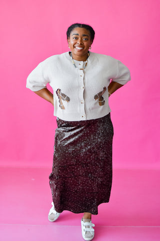 Hazel Velvet Floral Midi Skirt - RESTOCK