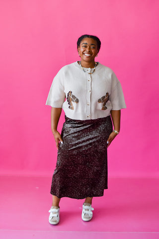 Hazel Velvet Floral Midi Skirt - RESTOCK