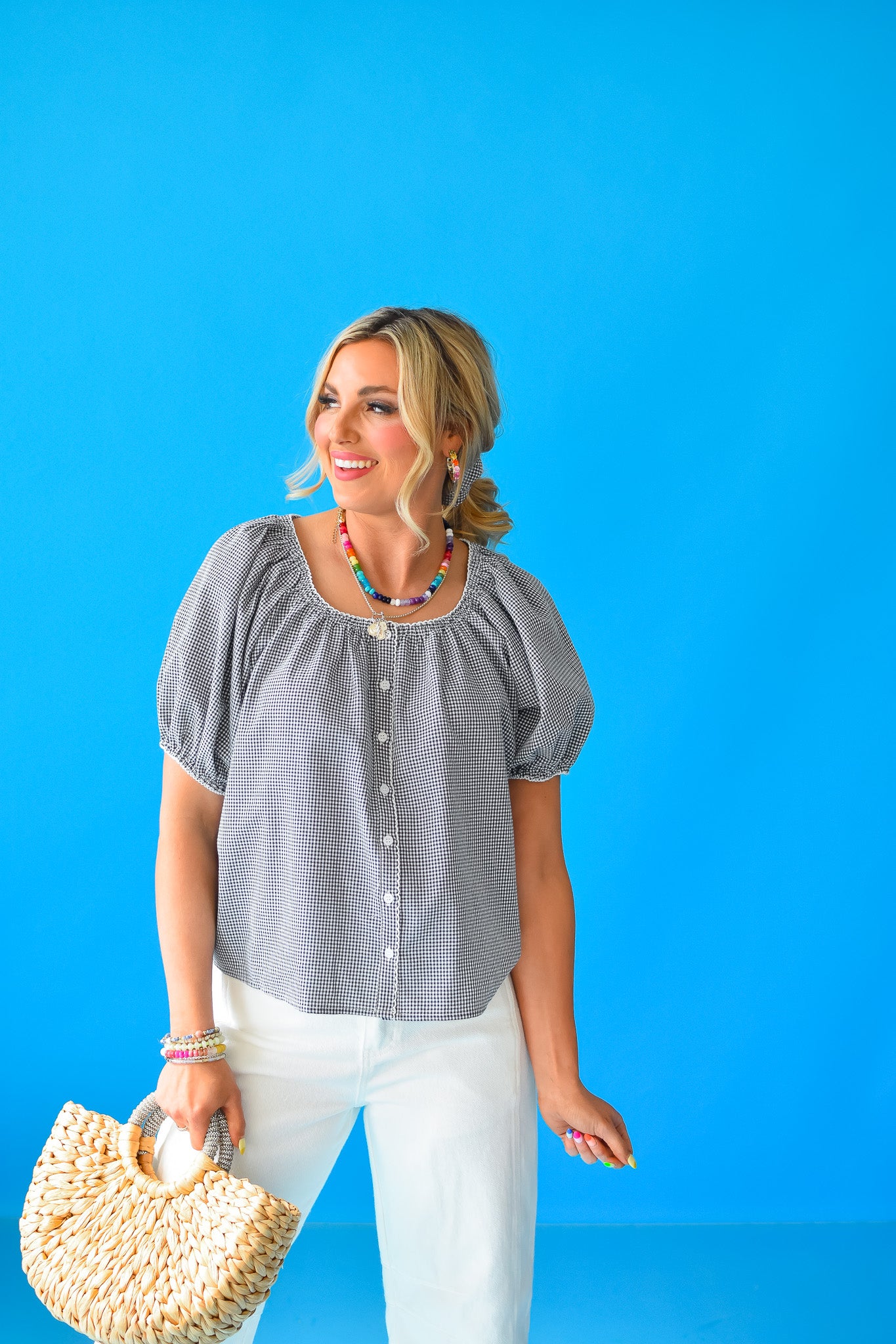 Jean Gingham Top