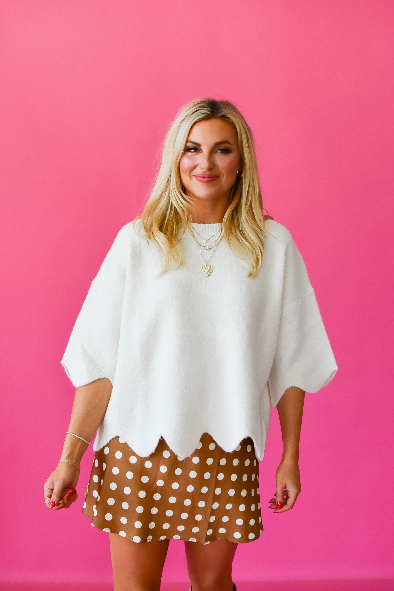 Lucille Polka Dot Skort in Brown