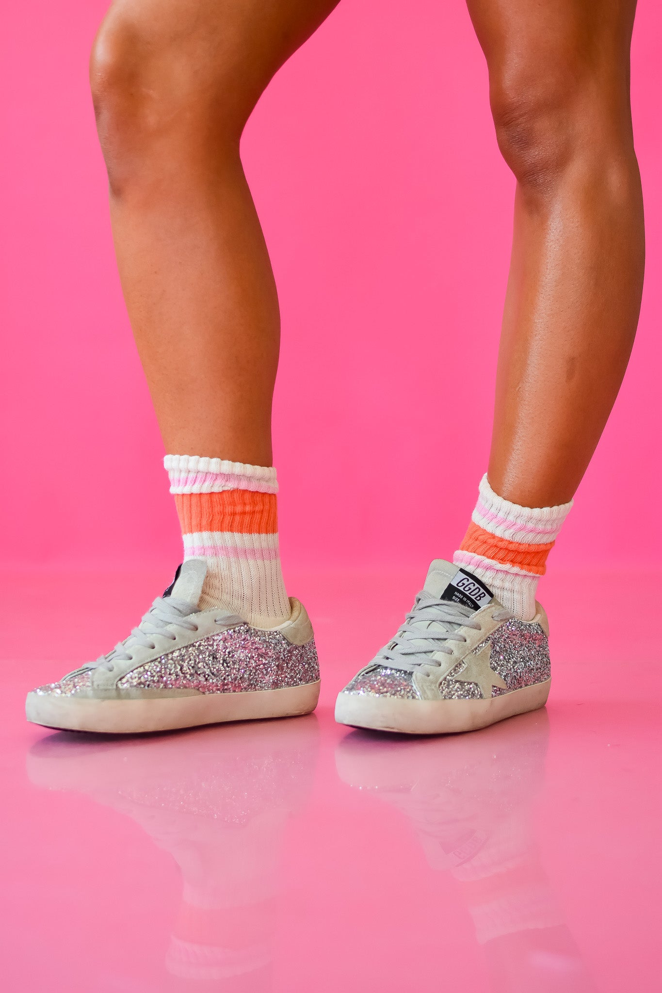 Varsity Socks in Melon/Pink Stripe