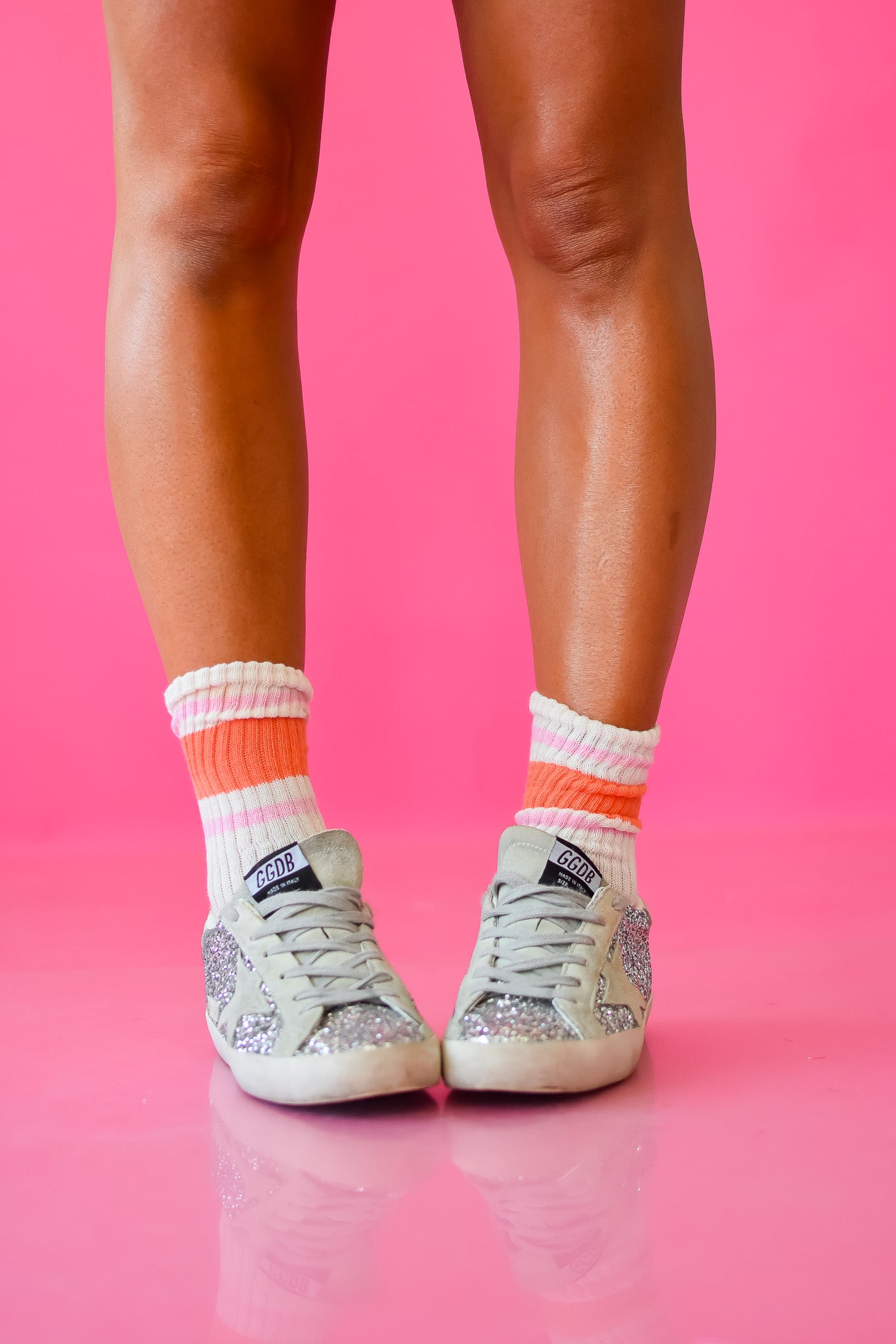 Varsity Socks in Melon/Pink Stripe