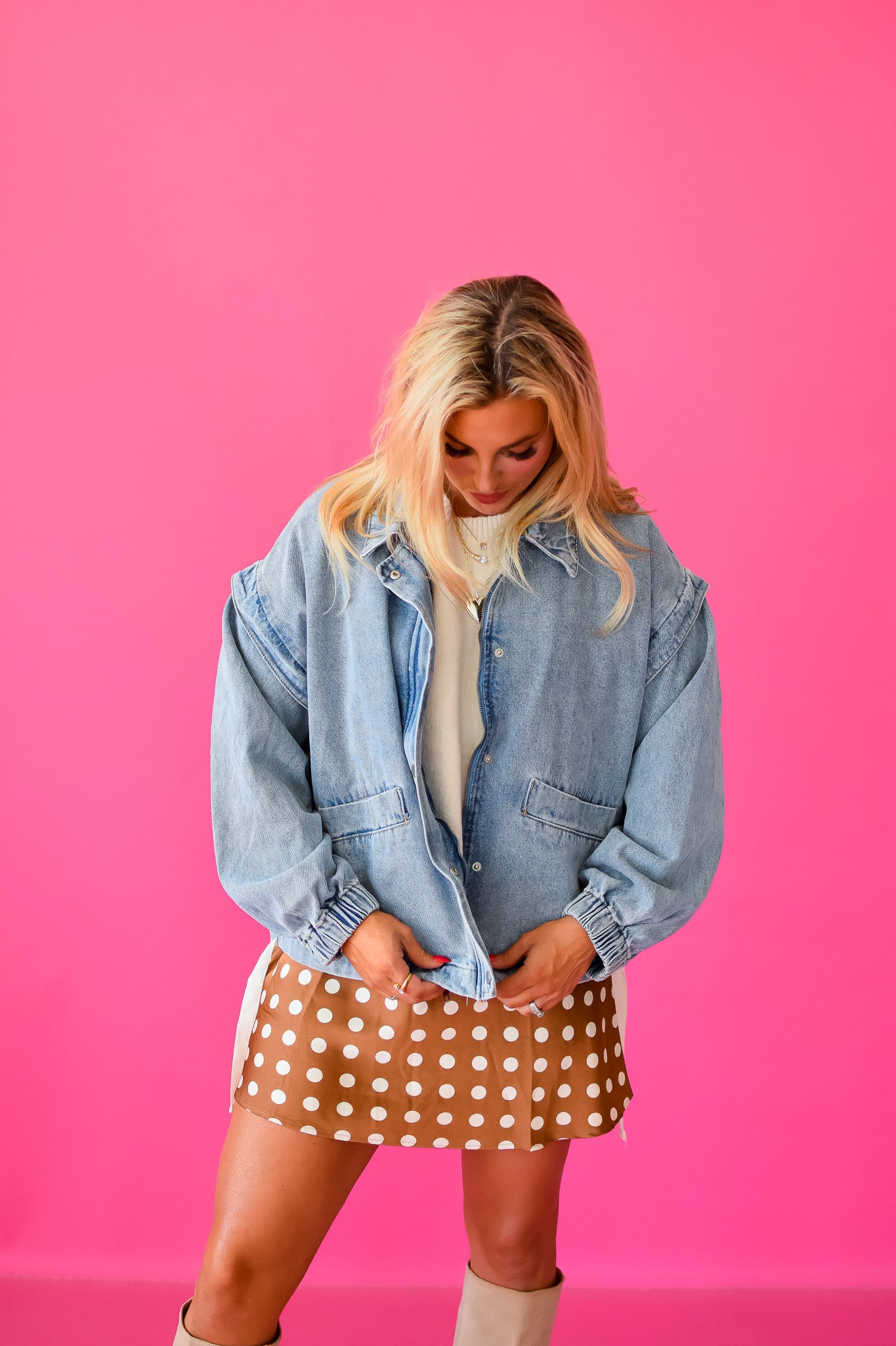 Rachel Oversized Denim Bomber Jacket