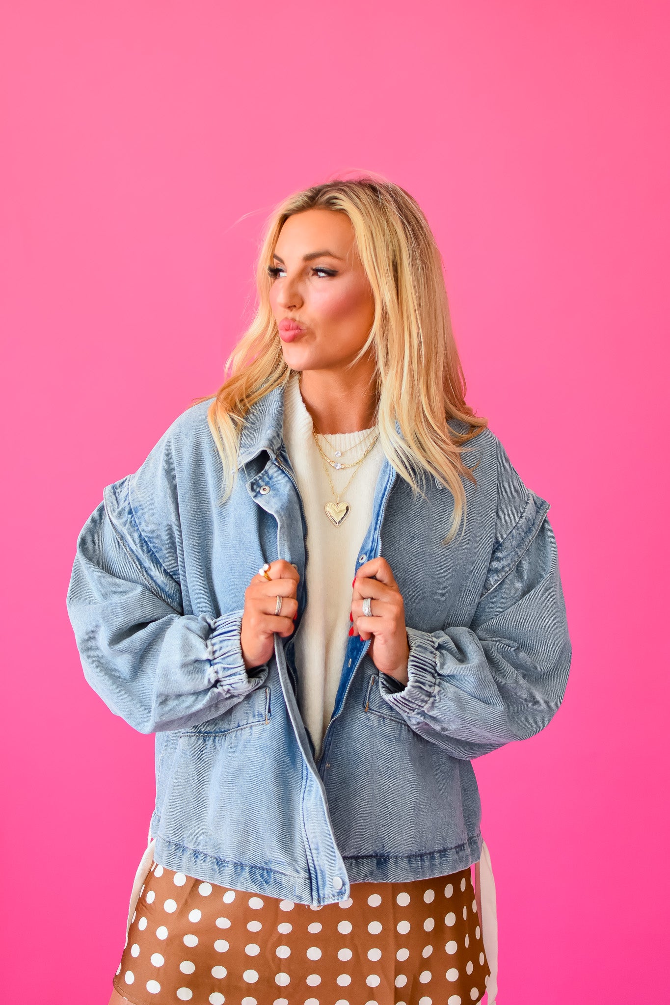 Rachel Oversized Denim Bomber Jacket