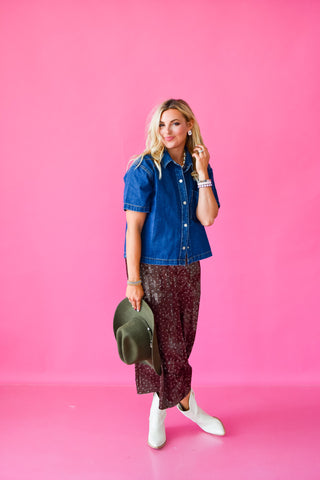 Hazel Velvet Floral Midi Skirt - RESTOCK