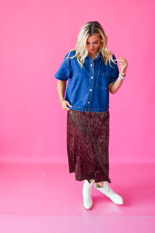 Hazel Velvet Floral Midi Skirt - RESTOCK