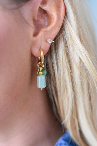 Huggie Charm Earrings - Evergreen