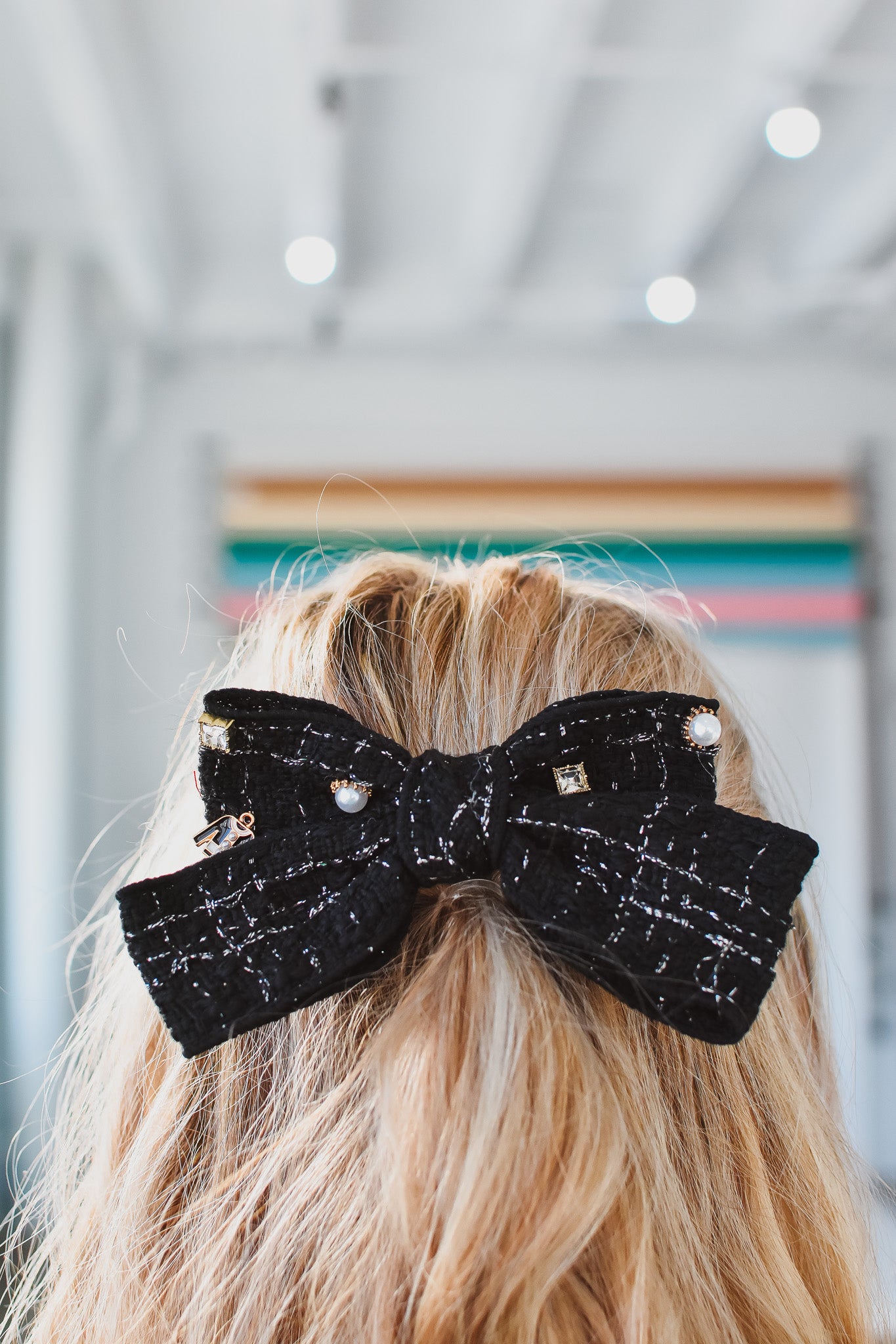 Rhinestone Bow in Black - RESTOCK