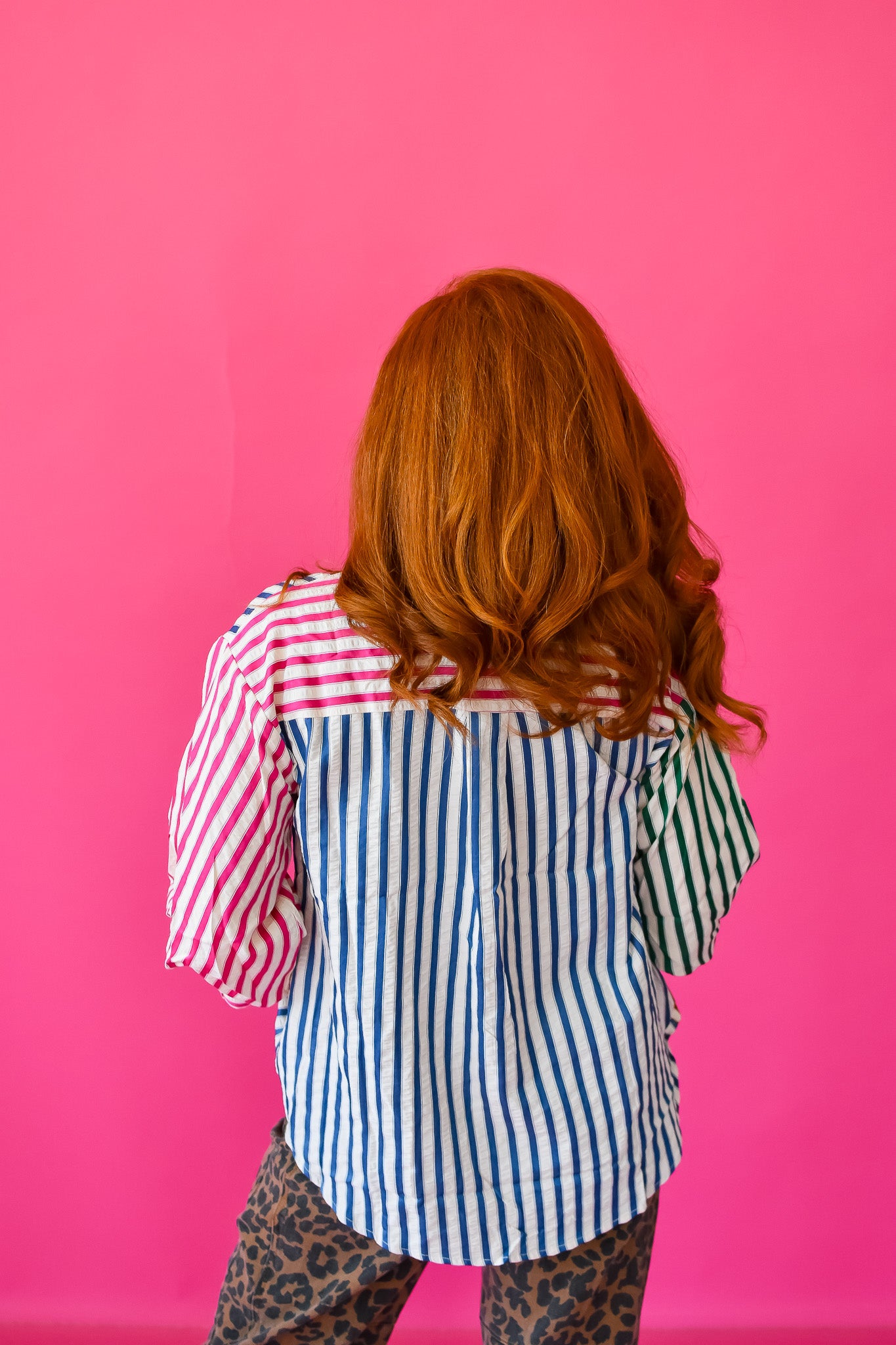 Colette Striped Button Down in Brown Multi
