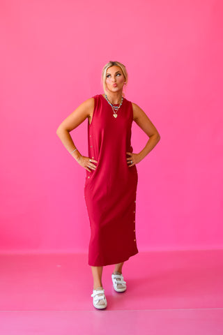 Giana Midi Dress in Dark Cherry