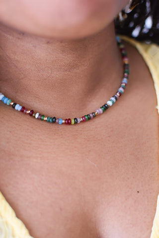 Dark Cherry Beaded Necklace