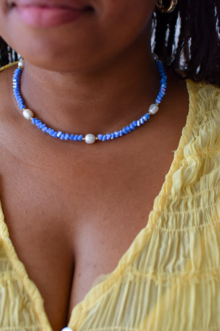 Crystal Flora Necklace - Baby Blue