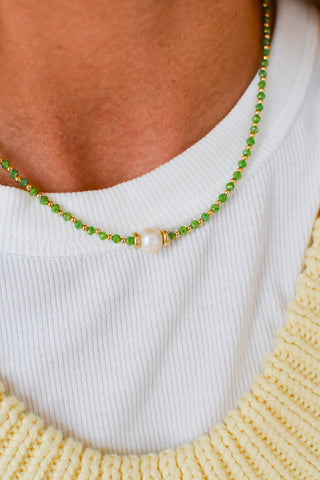 Glowy Bean Necklace - Green