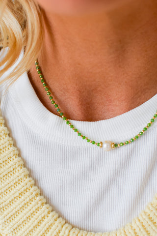 Glowy Bean Necklace - Green