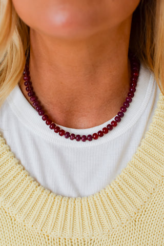Maroon Beaded Necklace