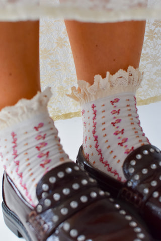 Floral Frilly Socks