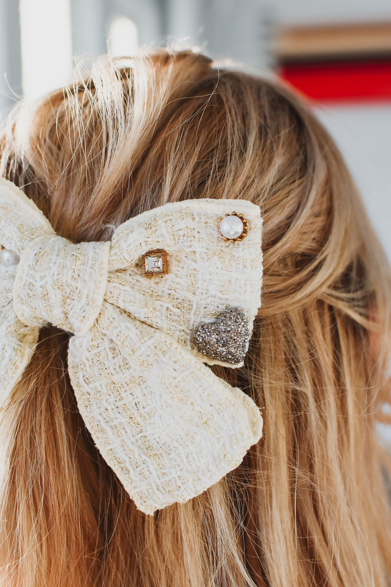 Ivory Tweed Hair Barrette