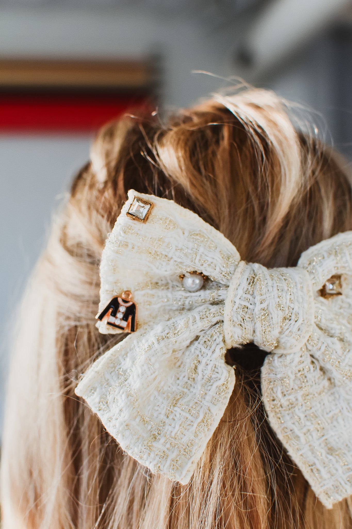 Ivory Tweed Hair Barrette