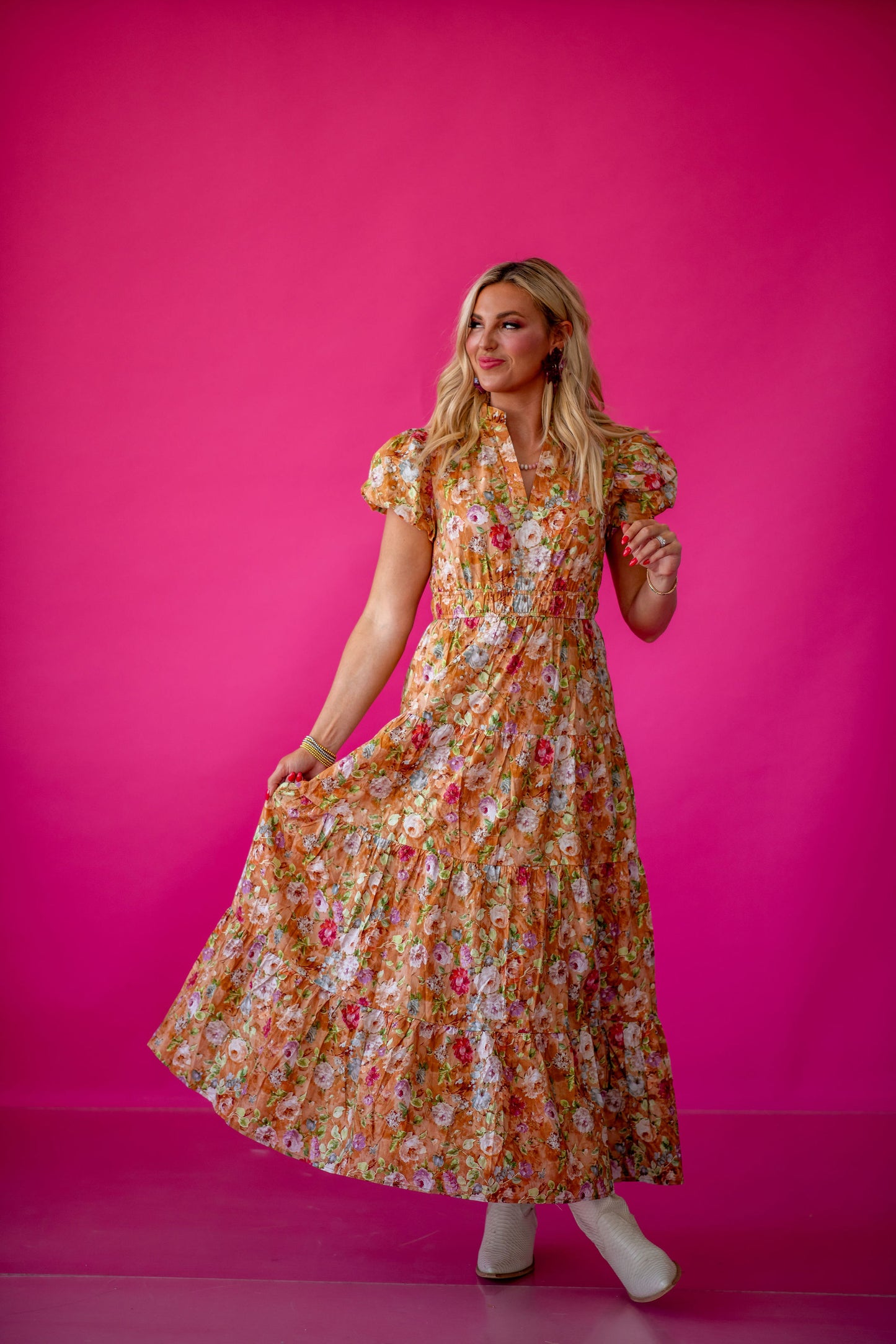 Josephine Floral Maxi Dress in Terracotta