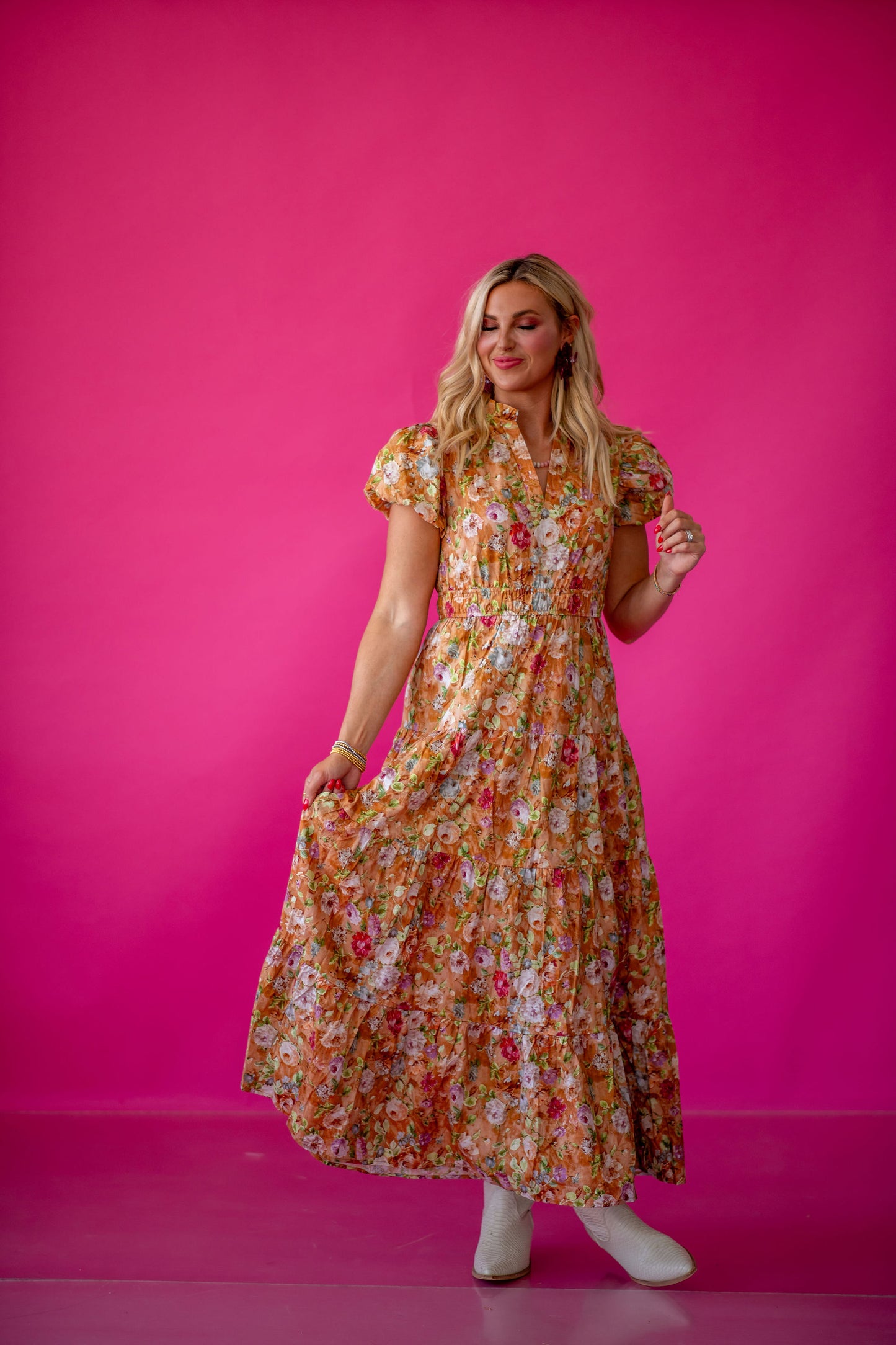 Josephine Floral Maxi Dress in Terracotta