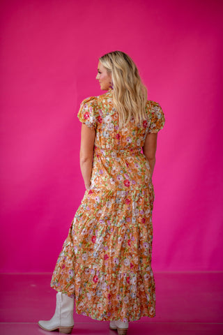 Josephine Floral Maxi Dress in Terracotta