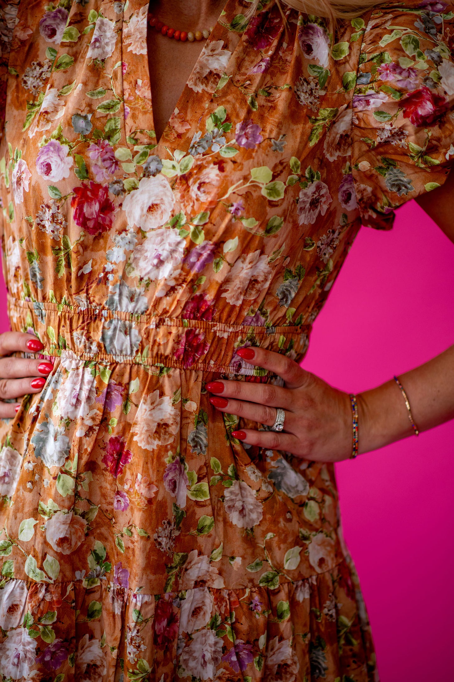 Josephine Floral Maxi Dress in Terracotta