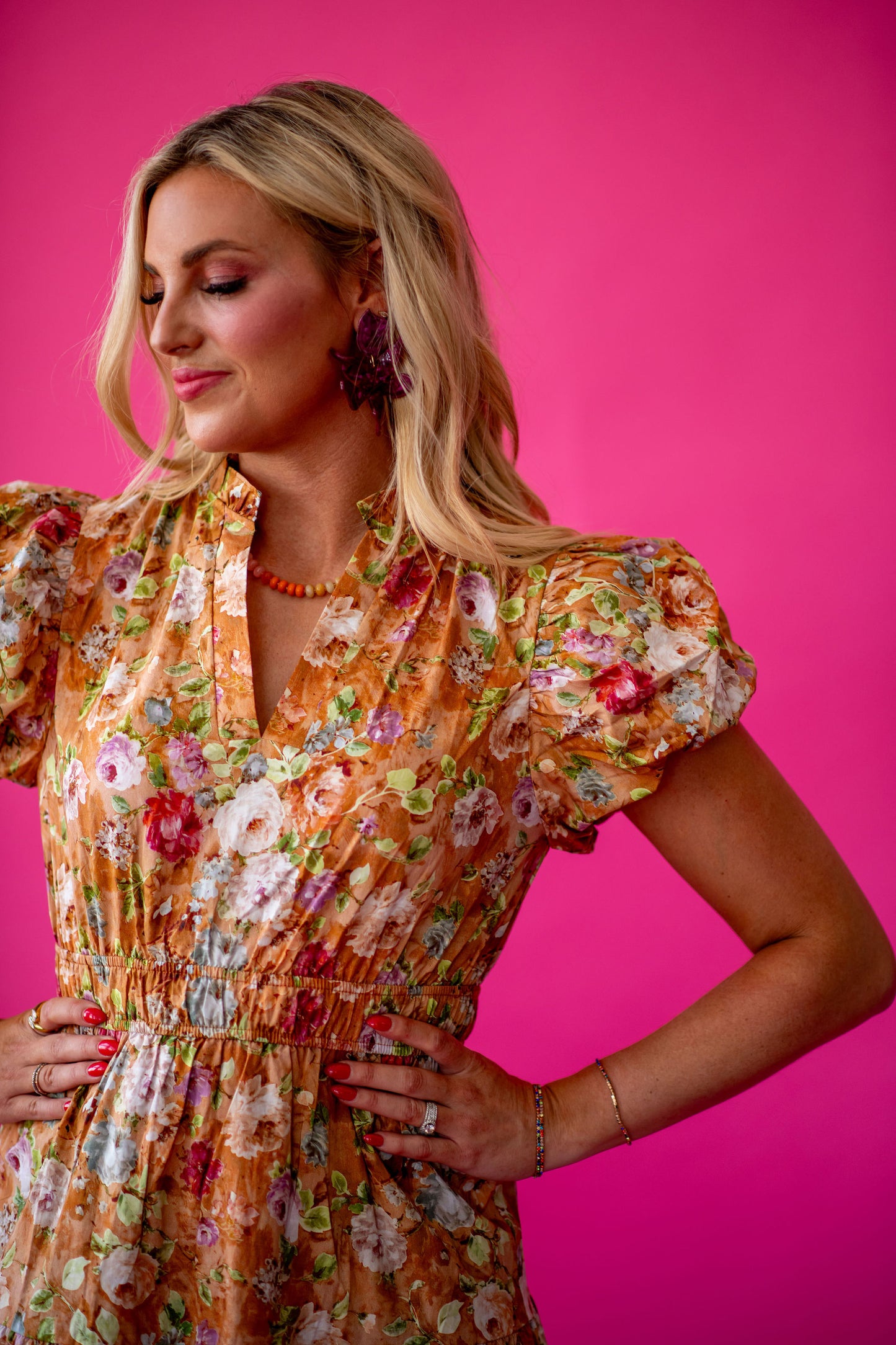 Josephine Floral Maxi Dress in Terracotta