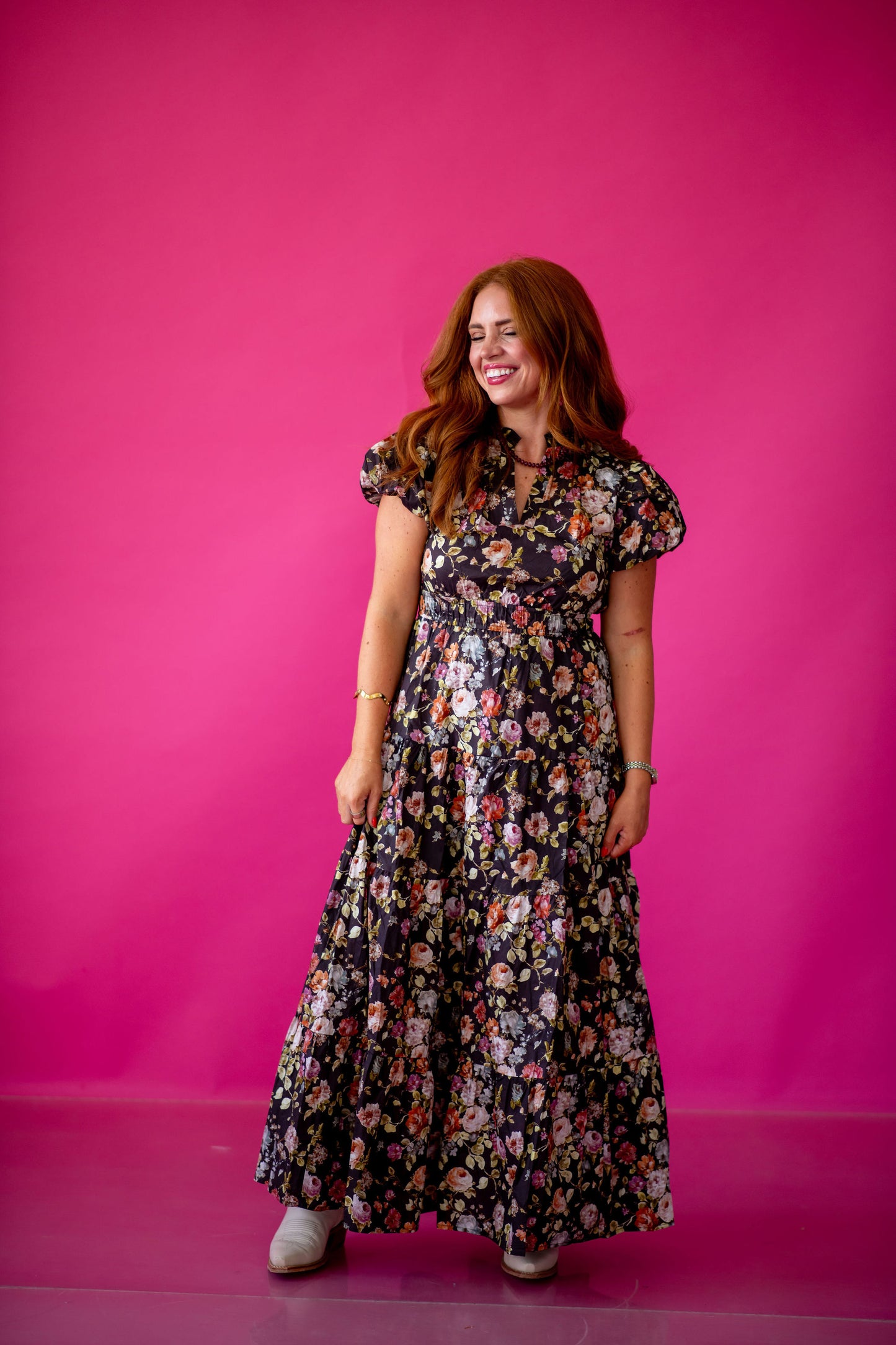 Josephine Floral Maxi Dress in Chocolate
