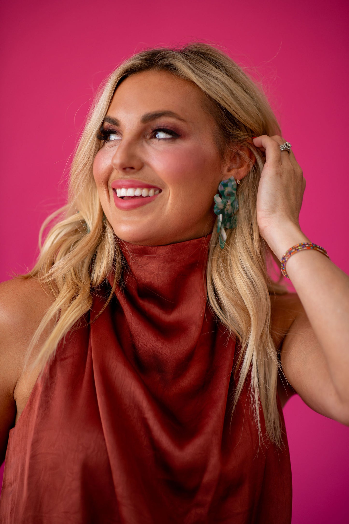 Maria Silk Sleeveless Top in Cognac