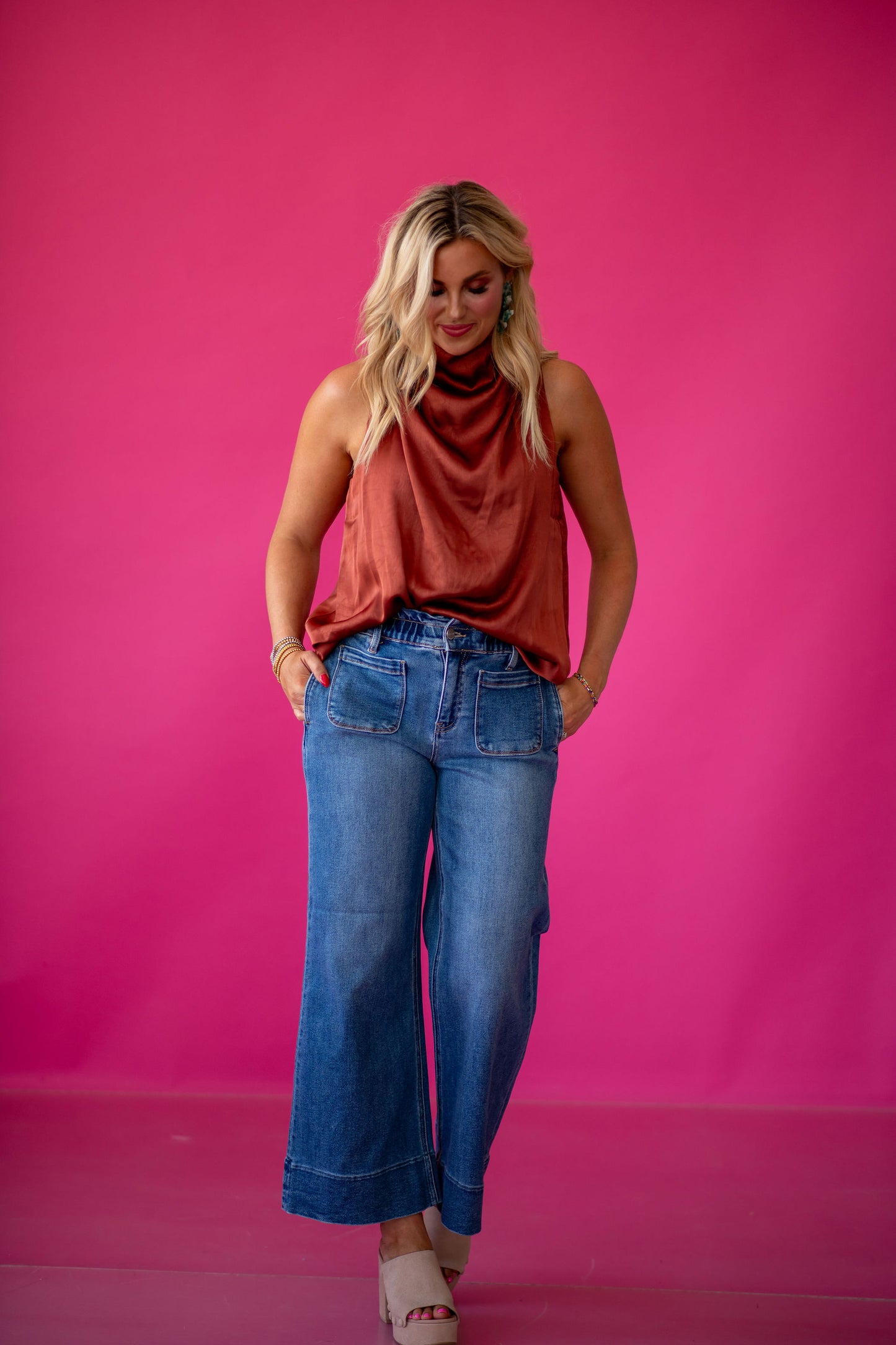 Haven Wide Leg Ruffle Band Jeans