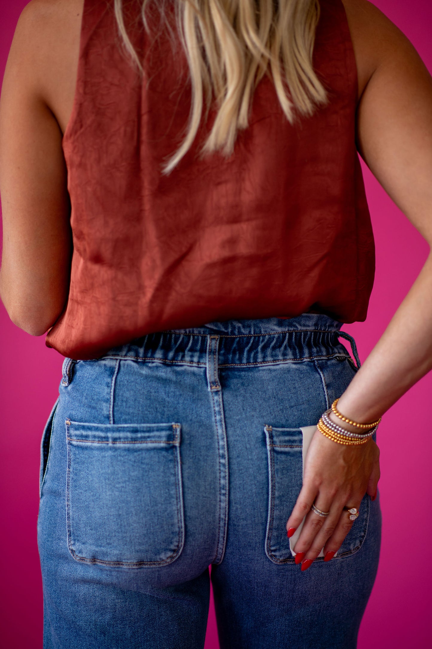 Haven Wide Leg Ruffle Band Jeans