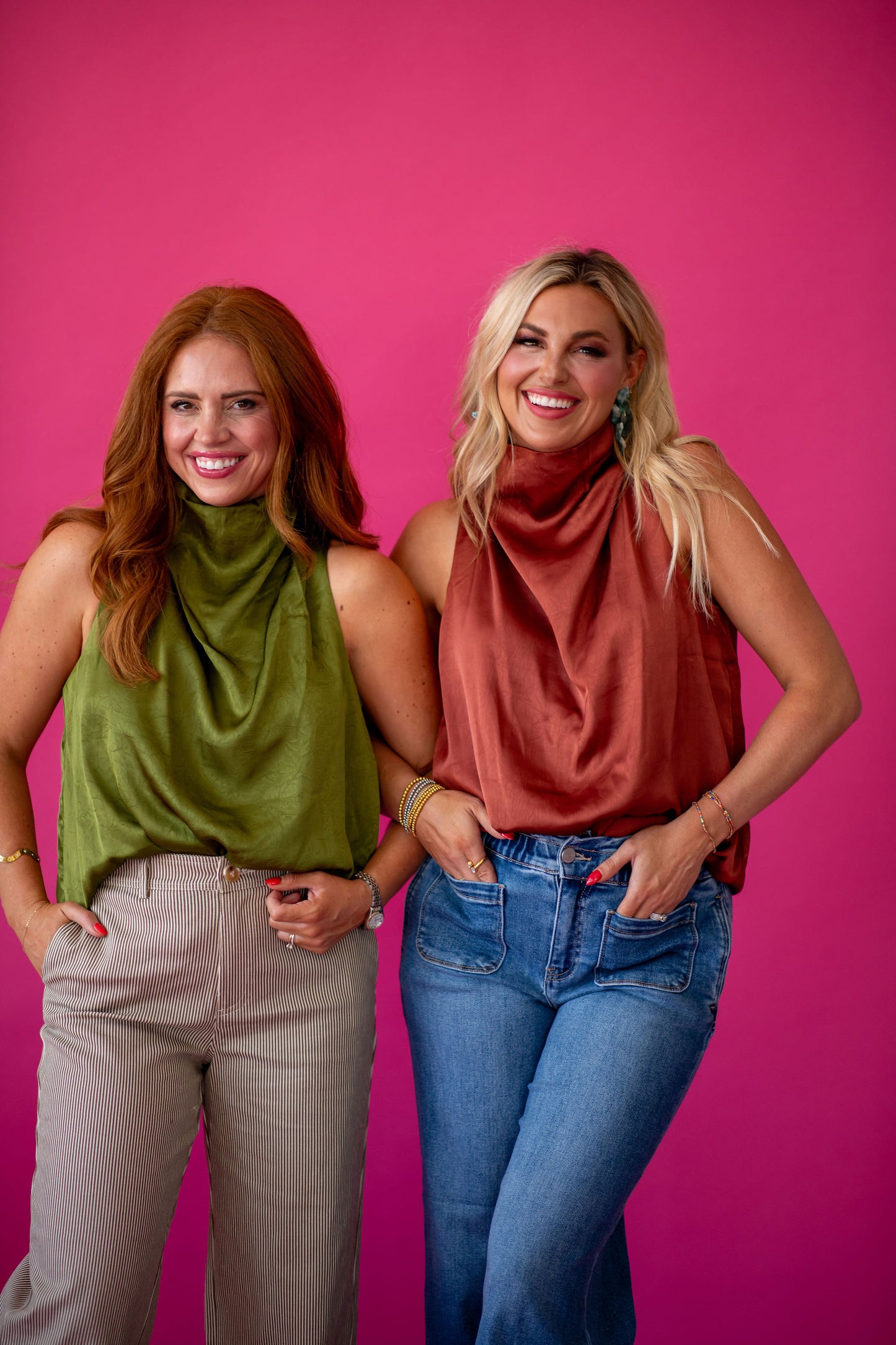 Maria Silk Sleeveless Top in Olive