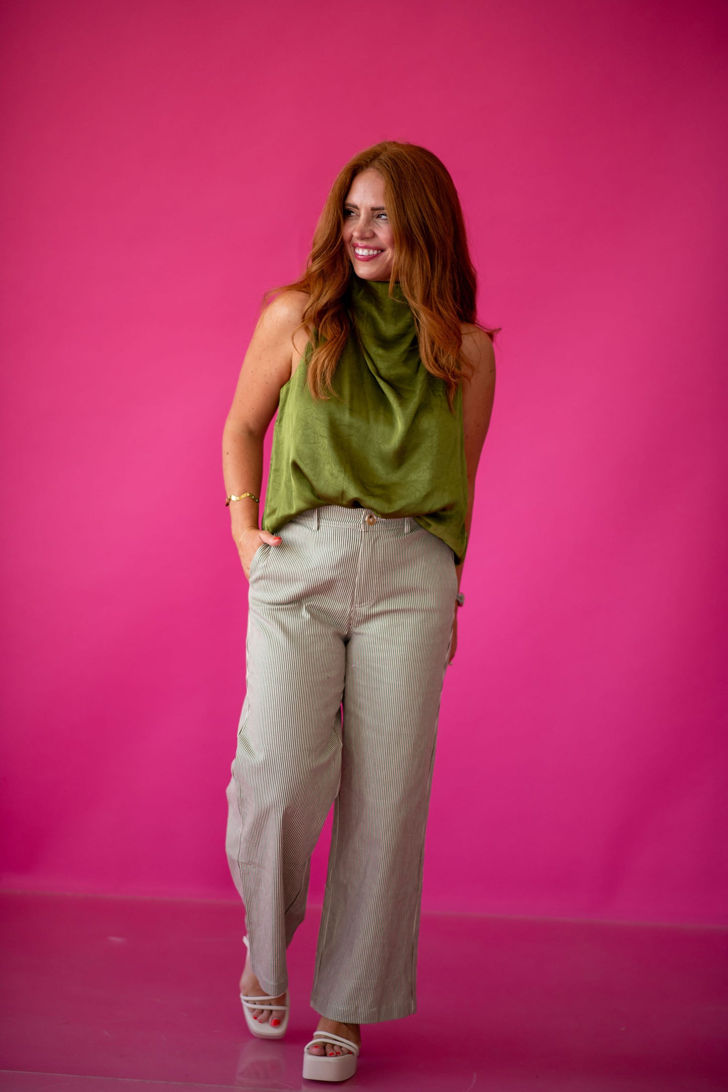 Manon Stripe Pants in Espresso/Cream