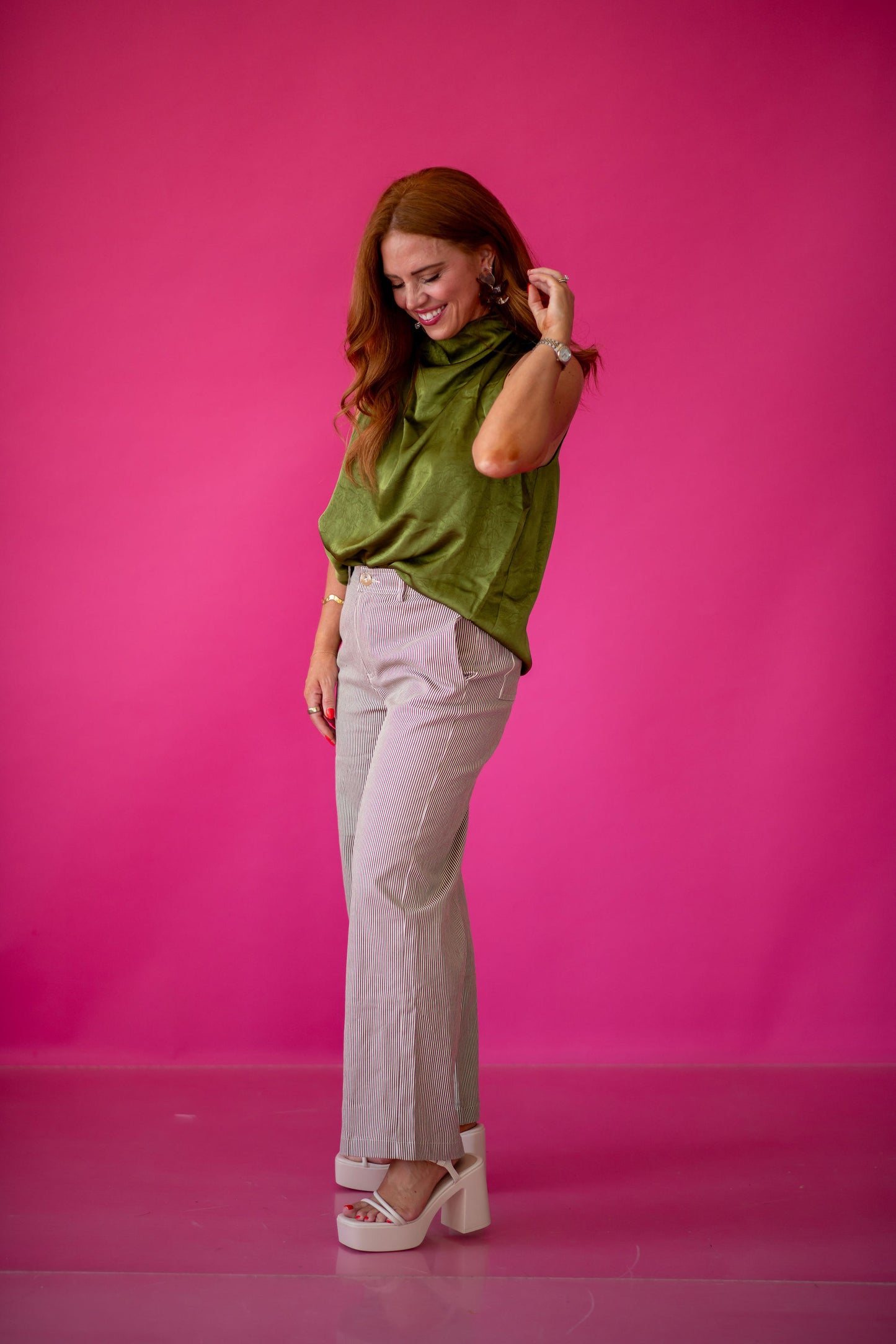 Manon Stripe Pants in Espresso/Cream