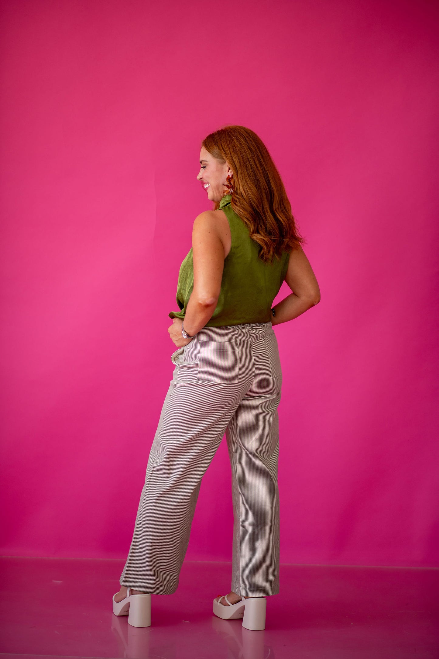 Manon Stripe Pants in Espresso/Cream
