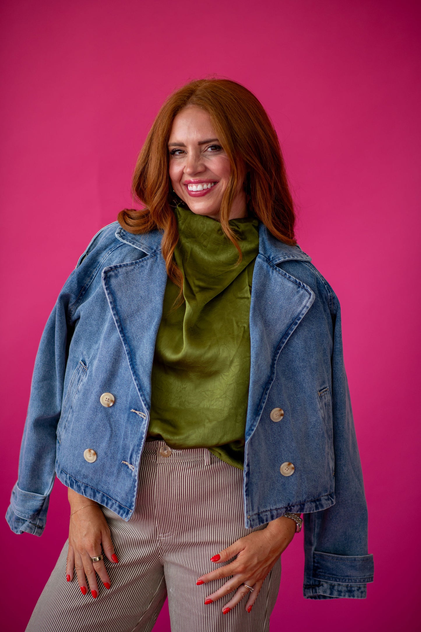 Paula Cropped Trench Denim Jacket