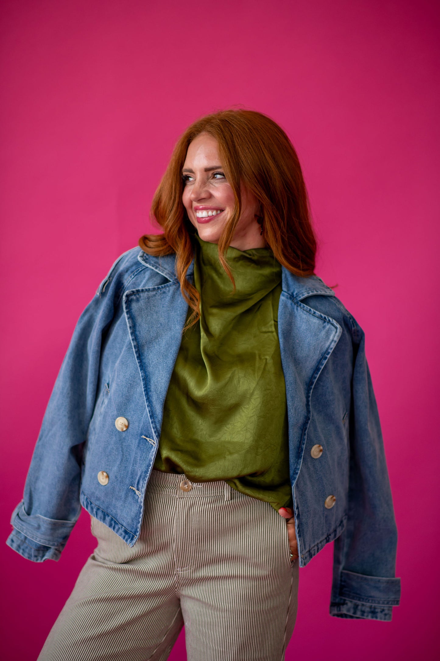 Paula Cropped Trench Denim Jacket