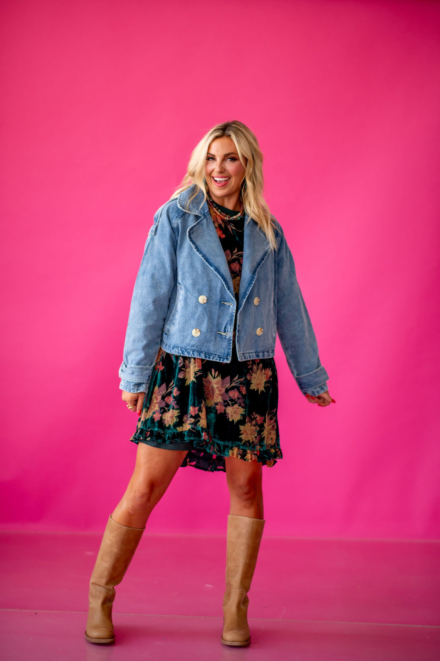 Paula Cropped Trench Denim Jacket