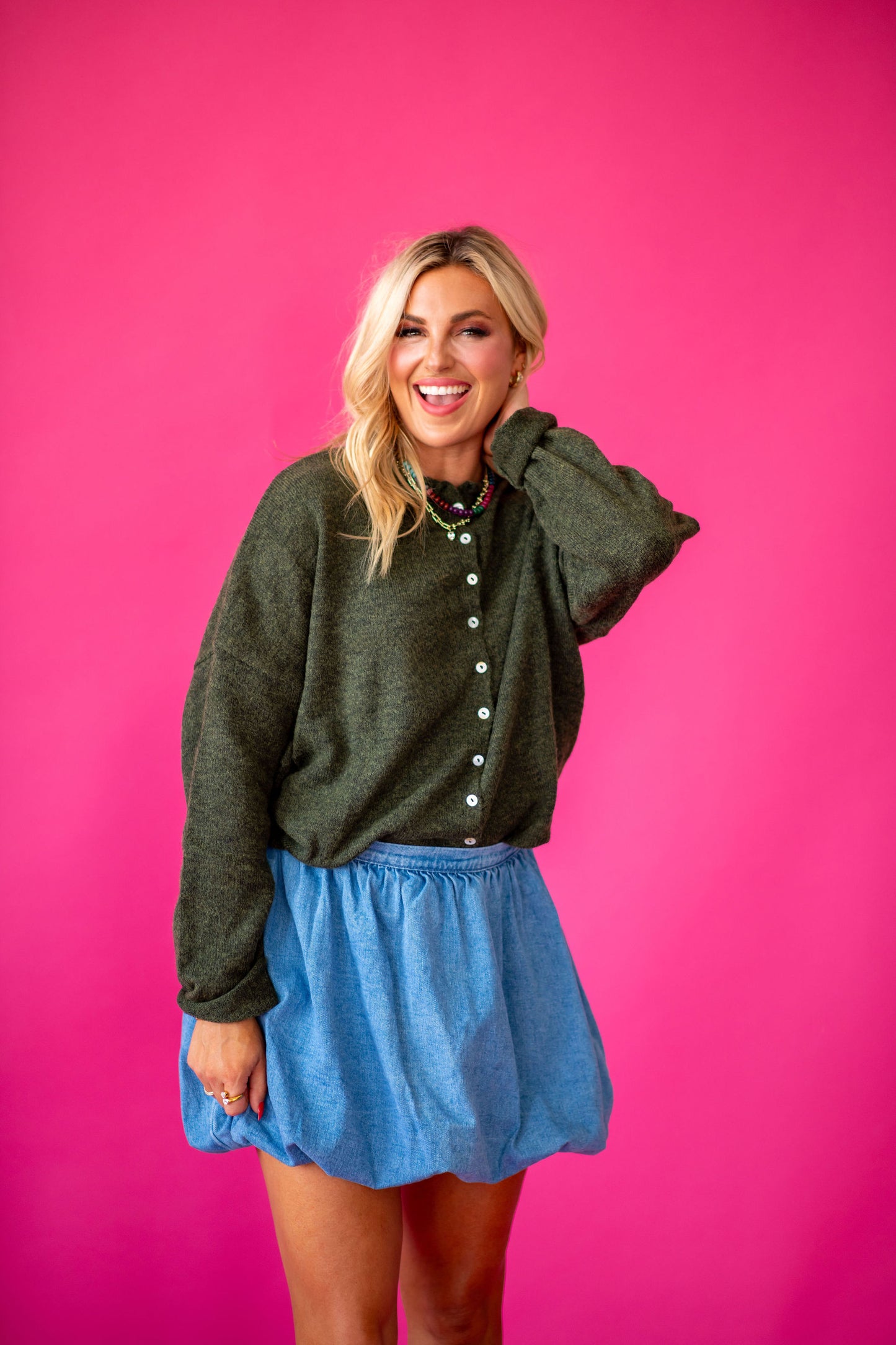 Piper Cardigan -Hunter Green