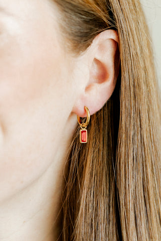 Edith Huggie Charm Earrings - Red