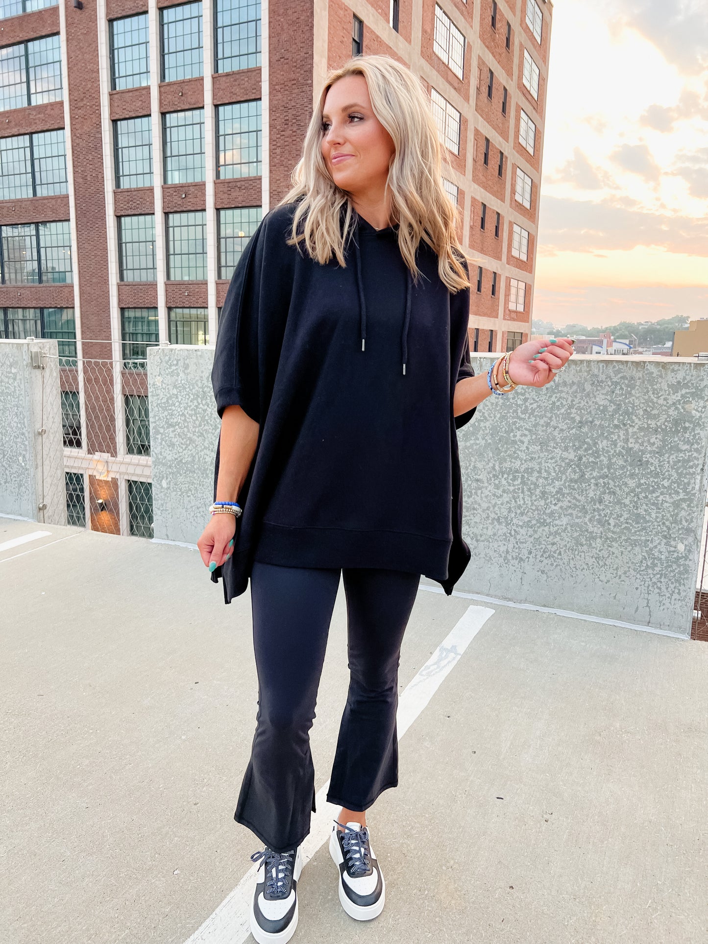 Jones Oversized Hoodie Top in Black