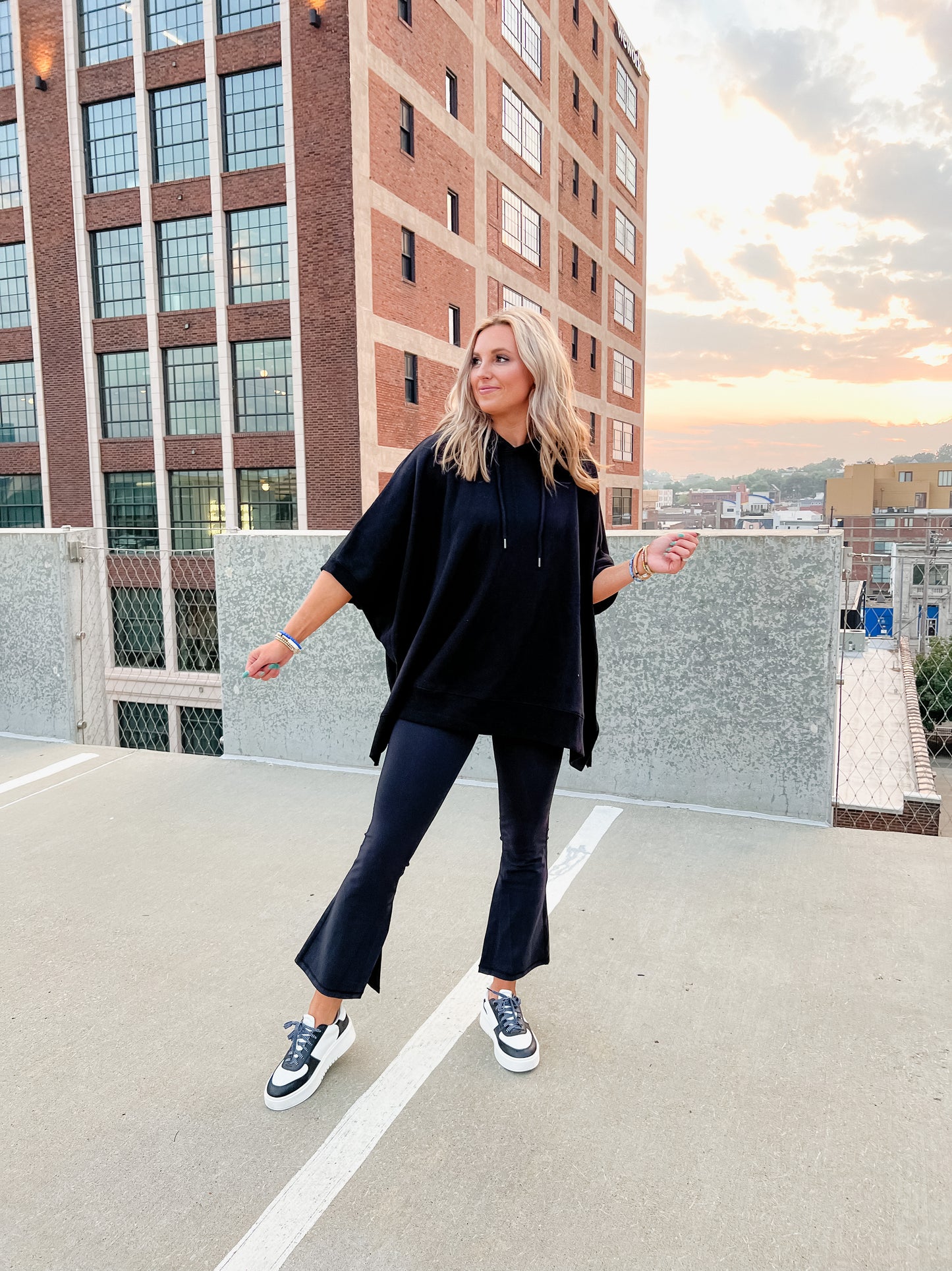 Jones Oversized Hoodie Top in Black
