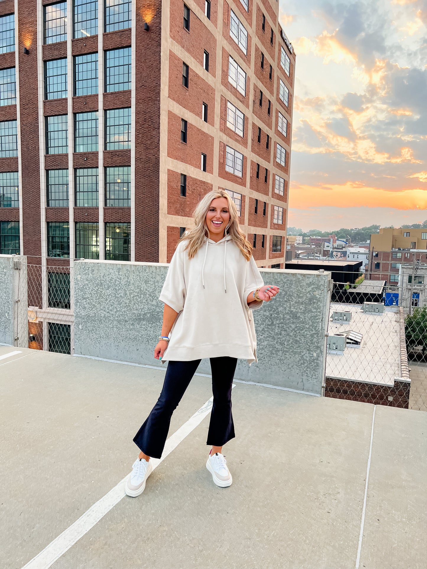 Jones Oversized Hoodie Top in Tan